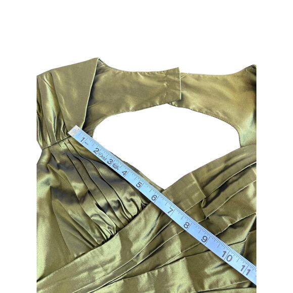Theia Dress Green Cutout Ruched Party Cocktail Hour Night Out V-Neck Size 6 - Picture 10 of 13